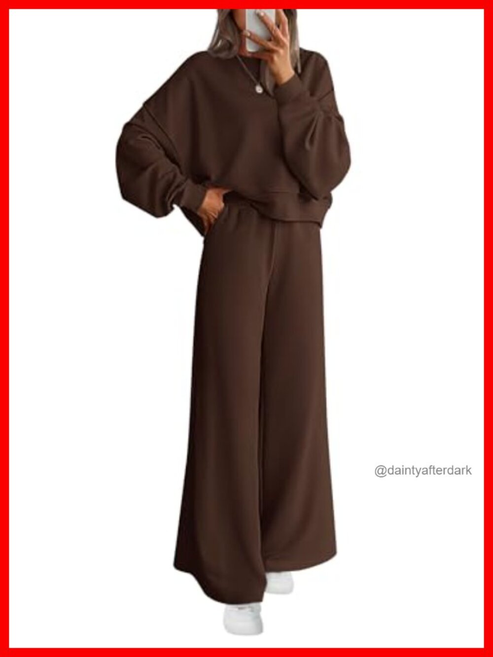 Women's 2 Piece Sweatsuit Set Oversized Crewneck Sweatshirt Wide Leg Sweatpants